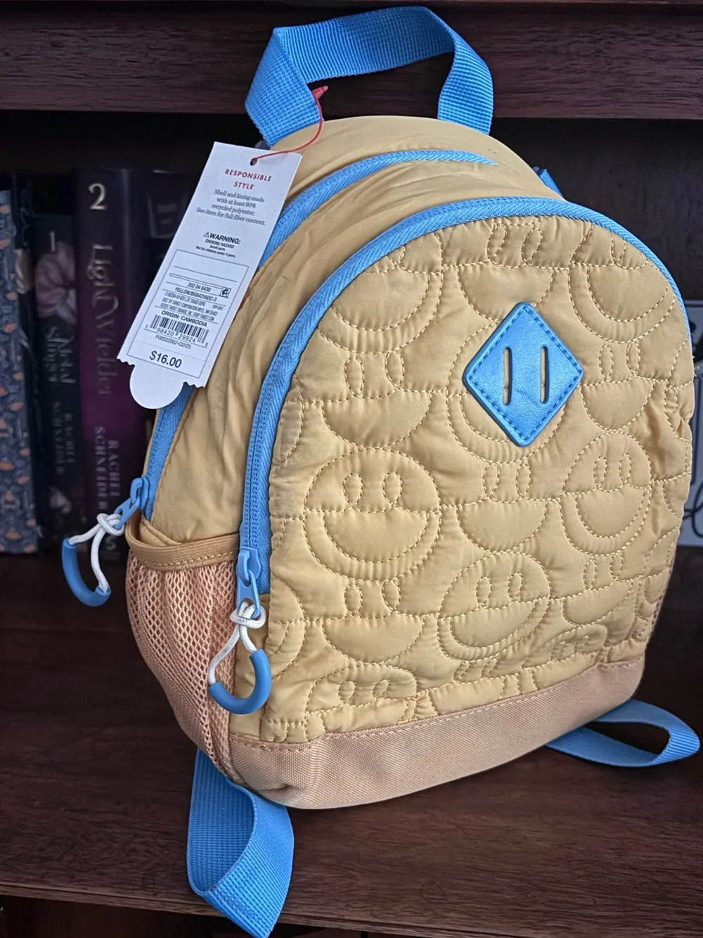 Cat & Jack Kids Quilted Mini Backpack in Mustard and Blue